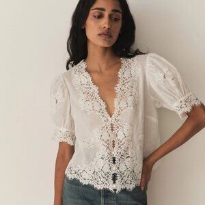Doen Heirloom Idella Lace Top in Salt Size S